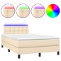 vidaXL Boxspringbett mit Matratze & LED Creme 120x190 cm Stoff vidaXL Boxspringbett mit Matratze & LED Creme 120x190 cm Stoff