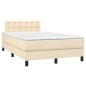 vidaXL Boxspringbett mit Matratze & LED Creme 120x190 cm Stoff vidaXL Boxspringbett mit Matratze & LED Creme 120x190 cm Stoff