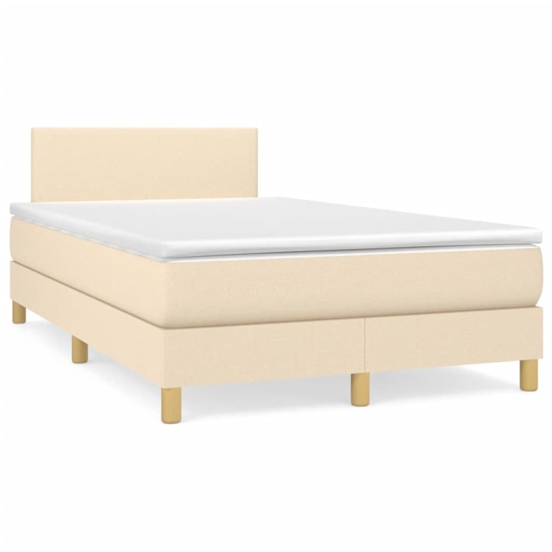 vidaXL Boxspringbett mit Matratze & LED Creme 120x190 cm Stoff vidaXL Boxspringbett mit Matratze & LED Creme 120x190 cm Stoff