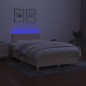 vidaXL Boxspringbett mit Matratze & LED Creme 120x190 cm Stoff vidaXL Boxspringbett mit Matratze & LED Creme 120x190 cm Stoff