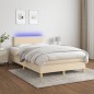 vidaXL Boxspringbett mit Matratze & LED Creme 120x190 cm Stoff vidaXL Boxspringbett mit Matratze & LED Creme 120x190 cm Stoff