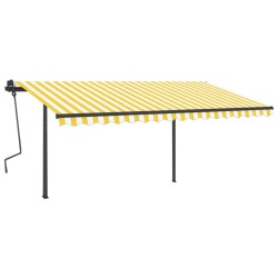 Gelenkarmmarkise Automatisch mit Pfosten 4x3,5 m Gelb und Weiß