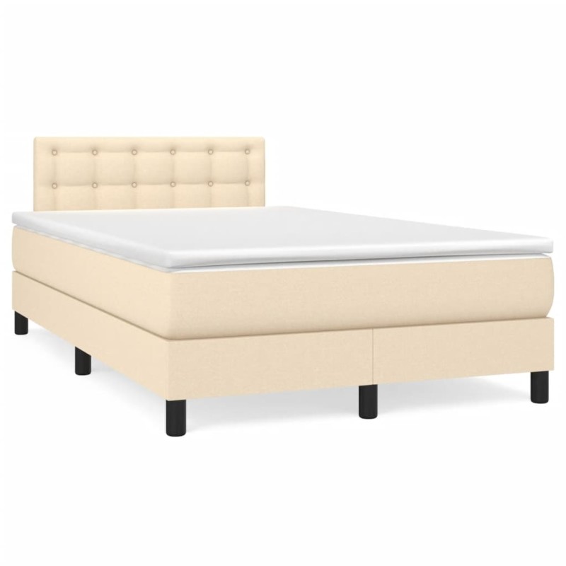 vidaXL Boxspringbett mit Matratze Creme 120x190 cm Stoff vidaXL Boxspringbett mit Matratze Creme 120x190 cm Stoff