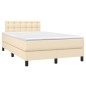 vidaXL Boxspringbett mit Matratze Creme 120x190 cm Stoff vidaXL Boxspringbett mit Matratze Creme 120x190 cm Stoff