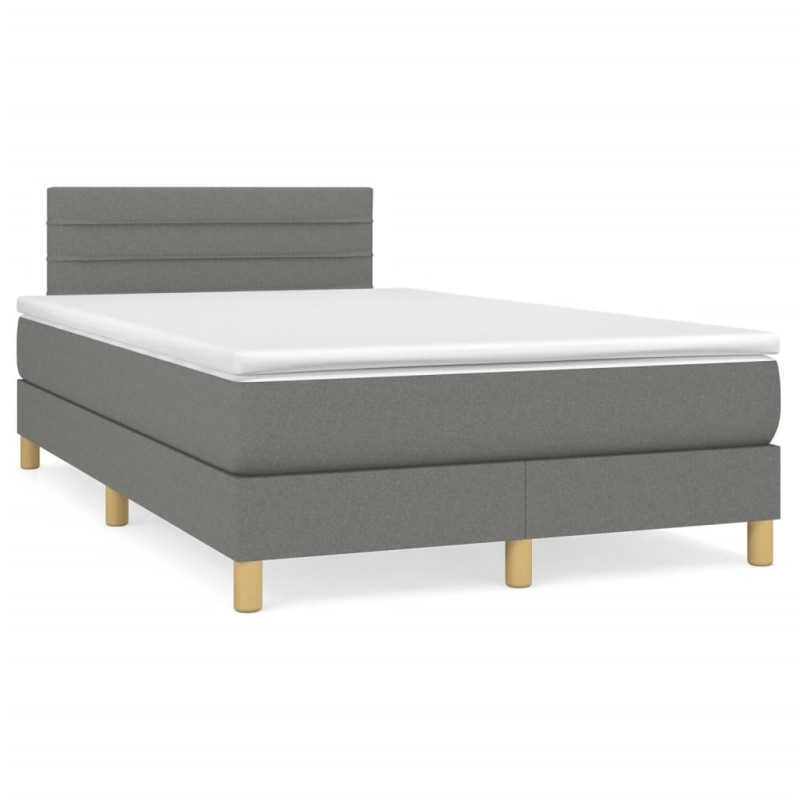 vidaXL Boxspringbett mit Matratze Dunkelgrau 120x190 cm Stoff vidaXL Boxspringbett mit Matratze Dunkelgrau 120x190 cm Stoff