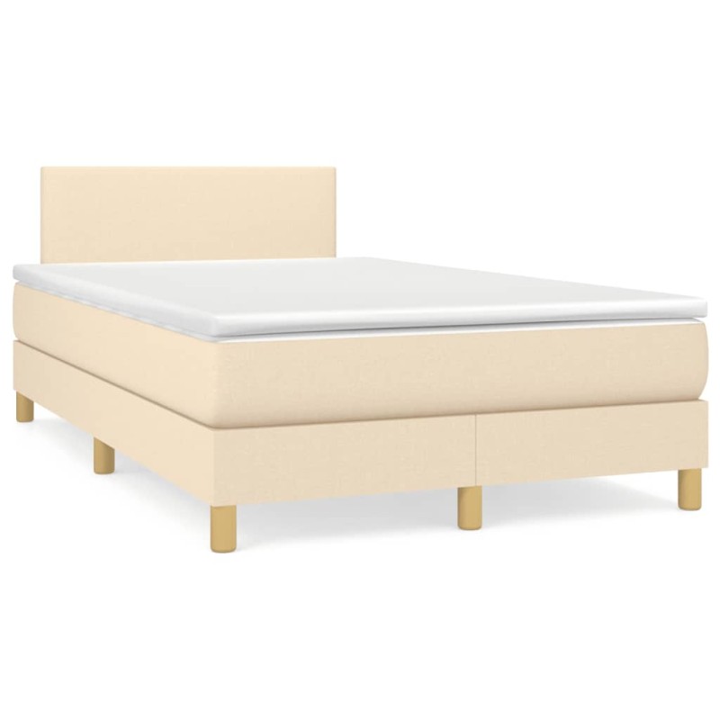 vidaXL Boxspringbett mit Matratze Creme 120x190 cm Stoff vidaXL Boxspringbett mit Matratze Creme 120x190 cm Stoff