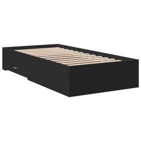 vidaXL Bettgestell mit Schubladen Schwarz 100x200 cm Holzwerkstoff