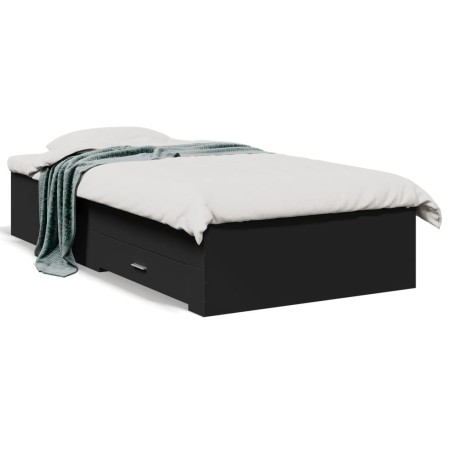 vidaXL Bettgestell mit Schubladen Schwarz 90x190 cm Holzwerkstoff