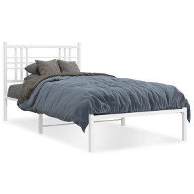 vidaXL Bettgestell mit Kopfteil Metall Weiß 90x190 cm