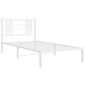 vidaXL Bettgestell mit Kopfteil Metall Weiß 90x190 cm
