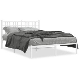 vidaXL Bettgestell mit Kopfteil Metall Weiß 140x190 cm