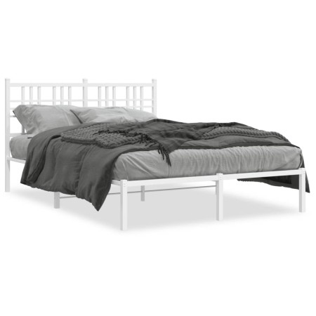 vidaXL Bettgestell mit Kopfteil Metall Weiß 140x190 cm