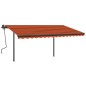 Gelenkarmmarkise Automatisch mit Pfosten 4x3 m Orange und Braun Gelenkarmmarkise Automatisch mit Pfosten 4x3 m Orange und Braun