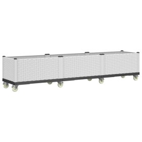 vidaXL Pflanzkasten mit Rollen Weiß 240x50x54 cm PP