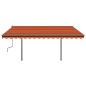 Gelenkarmmarkise Automatisch mit Pfosten 4x3 m Orange und Braun Gelenkarmmarkise Automatisch mit Pfosten 4x3 m Orange und Braun
