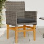 vidaXL Gartenstühle mit Kissen 2 Stk. Grau Poly Rattan Massivholz vidaXL Gartenstühle mit Kissen 2 Stk. Grau Poly Rattan Massivholz