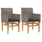 vidaXL Gartenstühle mit Kissen 2 Stk. Grau Poly Rattan Massivholz vidaXL Gartenstühle mit Kissen 2 Stk. Grau Poly Rattan Massivholz