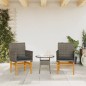 vidaXL Gartenstühle mit Kissen 2 Stk. Grau Poly Rattan Massivholz vidaXL Gartenstühle mit Kissen 2 Stk. Grau Poly Rattan Massivholz