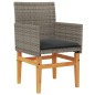 vidaXL Gartenstühle mit Kissen 2 Stk. Grau Poly Rattan Massivholz vidaXL Gartenstühle mit Kissen 2 Stk. Grau Poly Rattan Massivholz