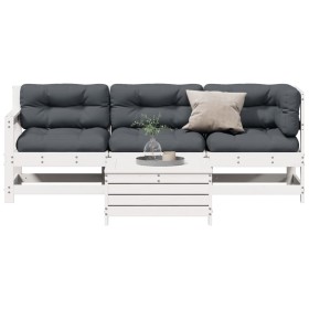 vidaXL 4-tlg. Garten-Lounge-Set mit Kissen Weiß Massivholz Kiefer