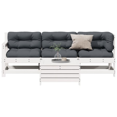vidaXL 4-tlg. Garten-Lounge-Set mit Kissen Weiß Massivholz Kiefer