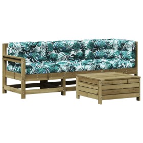 vidaXL 4-tlg. Garten-Lounge-Set mit Kissen Kiefernholz Imprägniert