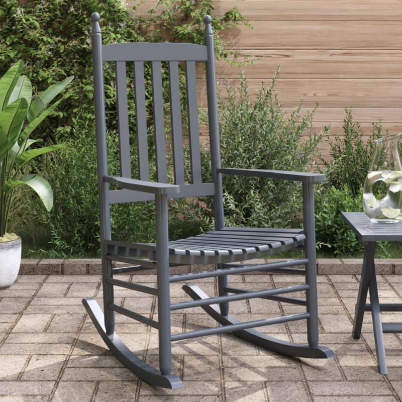 vidaXL Schaukelstühle mit Gebogenen Sitzen 2 Stk. Grau Pappelholz vidaXL Schaukelstühle mit Gebogenen Sitzen 2 Stk. Grau Pappelholz
