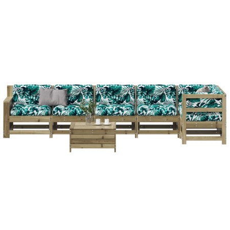 vidaXL 7-tlg. Garten-Lounge-Set mit Kissen Imprägniertes Kiefernholz