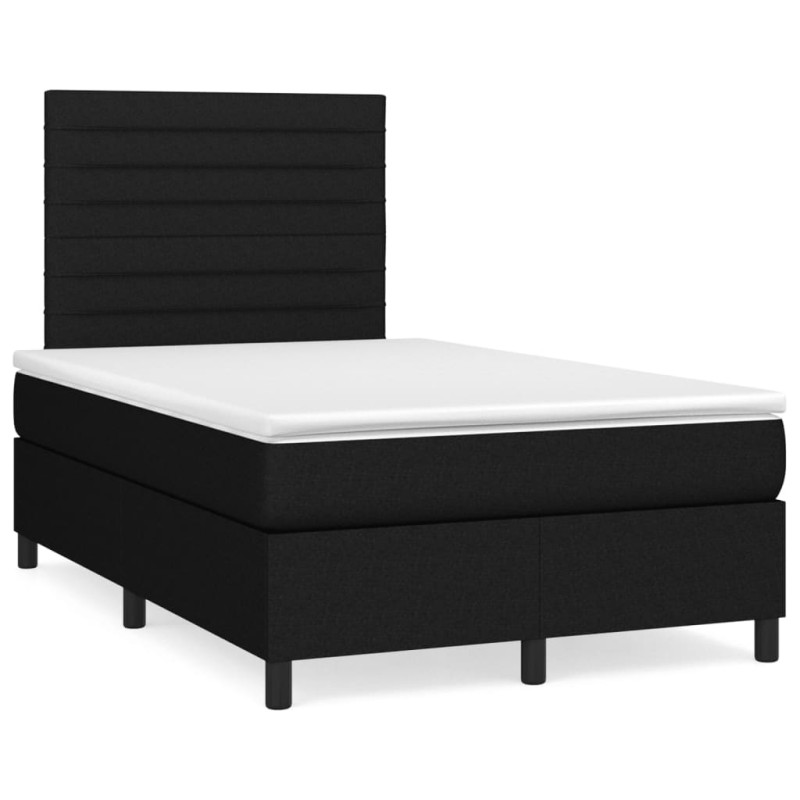 vidaXL Boxspringbett mit Matratze Schwarz 120x190 cm Stoff vidaXL Boxspringbett mit Matratze Schwarz 120x190 cm Stoff