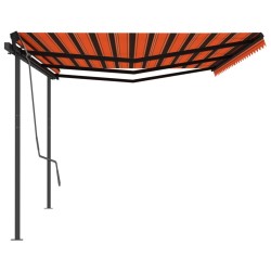 Gelenkarmmarkise Automatisch mit Pfosten 6x3 m Orange und Braun