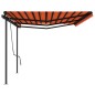 Gelenkarmmarkise Automatisch mit Pfosten 6x3 m Orange und Braun
