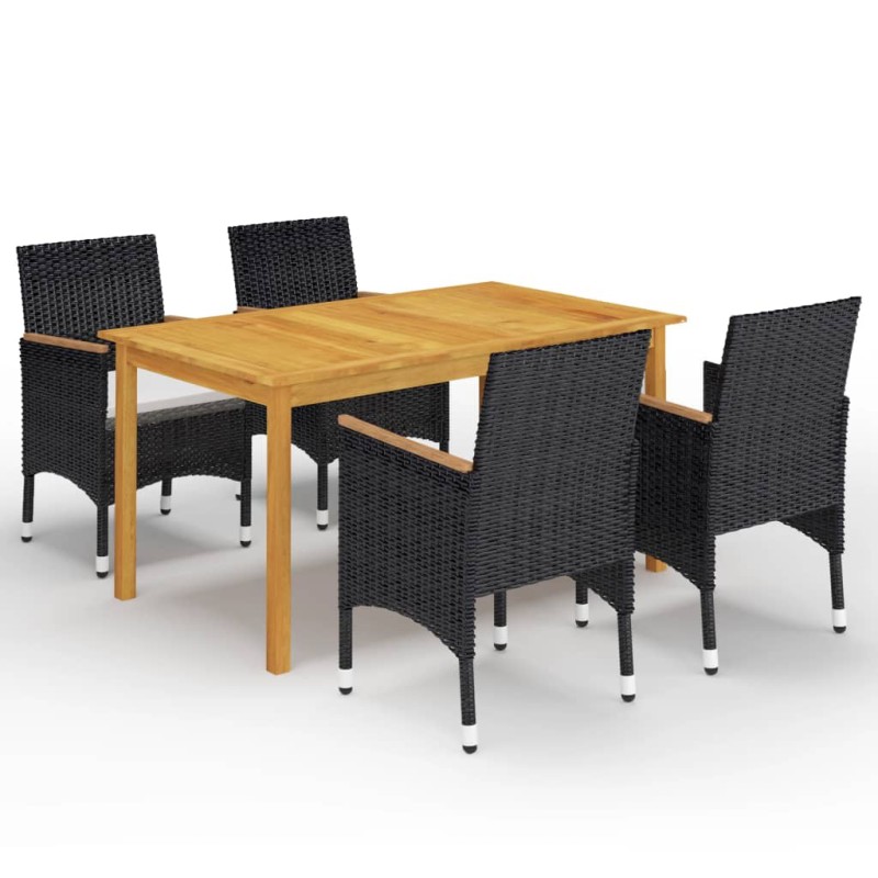 vidaXL 5-tlg. Garten-Essgruppe mit Kissen Schwarz vidaXL 5-tlg. Garten-Essgruppe mit Kissen Schwarz