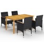 vidaXL 5-tlg. Garten-Essgruppe mit Kissen Schwarz vidaXL 5-tlg. Garten-Essgruppe mit Kissen Schwarz