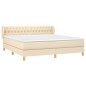 vidaXL Boxspringbett mit Matratze Creme 180x200 cm Stoff vidaXL Boxspringbett mit Matratze Creme 180x200 cm Stoff