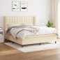 vidaXL Boxspringbett mit Matratze Creme 160x200 cm Stoff vidaXL Boxspringbett mit Matratze Creme 160x200 cm Stoff