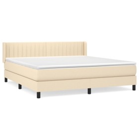 vidaXL Boxspringbett mit Matratze Creme 180x200 cm Stoff
