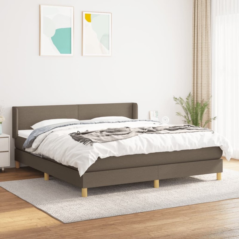 vidaXL Boxspringbett mit Matratze Taupe 160x200 cm Stoff vidaXL Boxspringbett mit Matratze Taupe 160x200 cm Stoff
