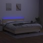 vidaXL Boxspringbett mit Matratze & LED Creme 180x200 cm Stoff vidaXL Boxspringbett mit Matratze & LED Creme 180x200 cm Stoff