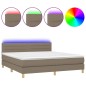 vidaXL Boxspringbett mit Matratze & LED Taupe 160x200 cm Stoff vidaXL Boxspringbett mit Matratze & LED Taupe 160x200 cm Stoff