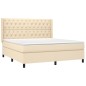 vidaXL Boxspringbett mit Matratze Creme 160x200 cm Stoff vidaXL Boxspringbett mit Matratze Creme 160x200 cm Stoff