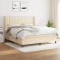 vidaXL Boxspringbett mit Matratze Creme 180x200 cm Stoff vidaXL Boxspringbett mit Matratze Creme 180x200 cm Stoff