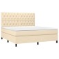 vidaXL Boxspringbett mit Matratze & LED Creme 160x200 cm Stoff vidaXL Boxspringbett mit Matratze & LED Creme 160x200 cm Stoff