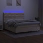 vidaXL Boxspringbett mit Matratze & LED Creme 160x200 cm Stoff vidaXL Boxspringbett mit Matratze & LED Creme 160x200 cm Stoff