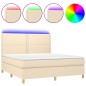 vidaXL Boxspringbett mit Matratze & LED Creme 180x200 cm Stoff vidaXL Boxspringbett mit Matratze & LED Creme 180x200 cm Stoff