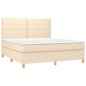 vidaXL Boxspringbett mit Matratze & LED Creme 180x200 cm Stoff vidaXL Boxspringbett mit Matratze & LED Creme 180x200 cm Stoff
