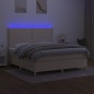 vidaXL Boxspringbett mit Matratze & LED Creme 180x200 cm Stoff vidaXL Boxspringbett mit Matratze & LED Creme 180x200 cm Stoff