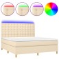 vidaXL Boxspringbett mit Matratze & LED Creme 180x200 cm Stoff vidaXL Boxspringbett mit Matratze & LED Creme 180x200 cm Stoff