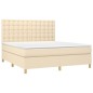 vidaXL Boxspringbett mit Matratze & LED Creme 180x200 cm Stoff vidaXL Boxspringbett mit Matratze & LED Creme 180x200 cm Stoff