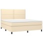 vidaXL Boxspringbett mit Matratze & LED Creme 160x200 cm Stoff vidaXL Boxspringbett mit Matratze & LED Creme 160x200 cm Stoff
