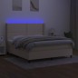 vidaXL Boxspringbett mit Matratze & LED Creme 180x200 cm Stoff vidaXL Boxspringbett mit Matratze & LED Creme 180x200 cm Stoff